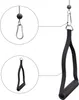 Close-up views of a black single-hand grip for weight training equipment, with a larger view of the grip attached to a cable. Produktbild-Vorschau