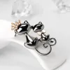 Modeschmuck glänzende Strass niedliche Doppelkatzen Produktbild-Vorschau 5