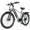 A studio shot of a gray electric bicycle against a white background. Produktbild-Vorschau