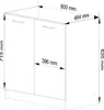 A line drawing of a kitchen cabinet with dimensions indicated. Náhľad obrázku produktu