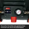 Close-up of the control panel of an air compressor, showing a pressure gauge, an on/off switch, and icons indicating different uses. Anteprima dell’immagine prodotto