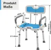 A diagram showing the dimensions of a shower chair. Produktbild-Vorschau