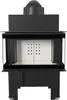 A front view of a black steel fireplace insert with a white interior. Anteprima dell’immagine prodotto