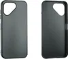Two views of a black phone case against a white background.