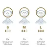 Three different sizes of baby bottle nipples are shown, each with a different number of holes and flow rate indicators. Produktbild-Vorschau
