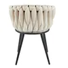 A single beige chair with a braided design and black legs, shown from the front on a white background. Produktbild-Vorschau