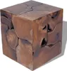 The Living Store Tabouret/Table basse en teck massif Voir les images du produit 6
