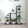 vidaXL Stojan na květiny 94,5x25x88 cm Černý kov Náhled obrázku produktu 2