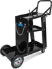 A black metal welding cart with two shelves and a handle, shown on a white background. Produktbild-Vorschau