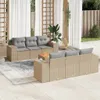 vidaXL 7-tlg. Garten-Sofagarnitur mit Kissen Beige Poly Produktbild-Vorschau 2