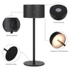 A black LED table lamp is shown with callouts highlighting its features. Náhľad obrázku produktu