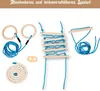 A collection of wooden and rope play equipment for a climbing frame or swing set. Produktbild-Vorschau