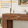 A close-up of a wooden console table with decorative grooves and a measurement indicator. Anteprima dell’immagine prodotto