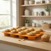 WELLHAUS Silikon Muffinform, 29.5x3x22 cm, 12 Stück, Orange Produktbild-Vorschau 2