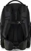 The back of a black backpack is shown against a white background. Produktbild-Vorschau