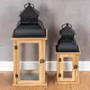 2er Set Laterne Braun Holz Metall Kerzenhalter Windlicht Produktbild-Vorschau 6