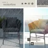 A collage showing an outdoor chair in rain and sunshine, highlighting its weather-resistant features. Náhled obrázku produktu