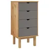 A chest of drawers with a wooden frame and gray drawers, standing on four legs. Voir les images du produit