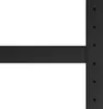 A close-up view of a black metal workbench frame, showing a horizontal beam connected to a vertical beam with visible screw holes. Náhľad obrázku produktu