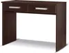 A dark brown desk with two drawers and silver handles, shown against a white background. Náhled obrázku produktu