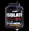 A dark-colored plastic container of protein powder with labels. Produktbild-Vorschau
