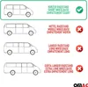 Diagrams showing different wheelbase lengths of vans with corresponding compatibility indicators. Voir les images du produit