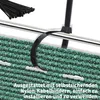 A close-up view of a green shade net being attached to a fence or railing using black zip ties. Náhľad obrázku produktu