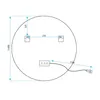 Technical drawing of a round mirror with dimensions and mounting instructions. Produktbild-Vorschau