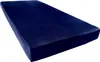 A dark blue fitted sheet is shown on a white background. Produktbild-Vorschau
