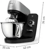 A black and silver Tefal kitchen mixer with dimensions indicated. Produktbild-Vorschau