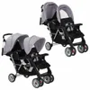 vidaXL Tandemový kočárek Steel Grey and Black Náhled obrázku produktu 7