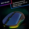 A gaming mouse with RGB lighting is shown against a dark, gradient background. Produktbild-Vorschau
