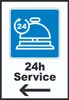 24H Service Schild mit Pfeil links A3 (297x420mm) Produktbild-Vorschau 1