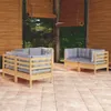 6-tlg. Garten-Lounge-Set mit Grauen Kissen Kiefer Produktbild-Vorschau 2