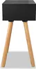 A black bedside table with wooden legs is shown against a white background. Náhľad obrázku produktu