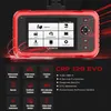 A red and black diagnostic tool with a screen displaying various functions, set against a dark background with red light streaks. Produktbild-Vorschau