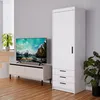 Drehtürenschrank ELENA 1D Weiß mit schwarze Griffe - Produktbild-Vorschau 3