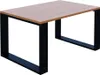 A coffee table with a light brown wooden top and black metal legs, isolated on a white background. Náhled obrázku produktu