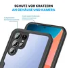 A close-up view of a smartphone case, highlighting its protective features for the camera and screen. Produktbild-Vorschau