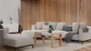 A modern living room with a sectional sofa, coffee table, and accent chair. Náhled obrázku produktu