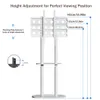 A diagram showing the height adjustment options for a TV stand. Anteprima dell’immagine prodotto