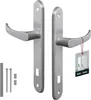 A pair of silver door handles with their mounting hardware. Anteprima dell’immagine prodotto