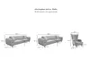 Diagrams showing the dimensions of a couch and an armchair. Produktbild-Vorschau