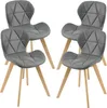 Four gray chairs with wooden legs arranged in a studio setting. Náhled obrázku produktu