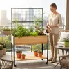 Relaxdays Hochbeet mit Rankgitter, Ablagefach, Rollen, Produktbild-Vorschau 5