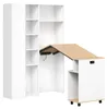 Klappbarer Schreibtisch mit Ablagen 2-in-1 Bücherregal Weiß Produktbild-Vorschau 14