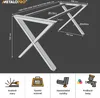 A diagram of a metal table base with dimensions and icons indicating features. Náhľad obrázku produktu