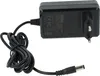 A black power adapter with a coiled black cable and a connector on a white background. Produktbild-Vorschau