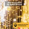 A close-up of string lights with text overlays indicating waterproof features. Podgląd zdjęcia produktu