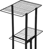 A black metal plant stand with four shelves. Produktbild-Vorschau